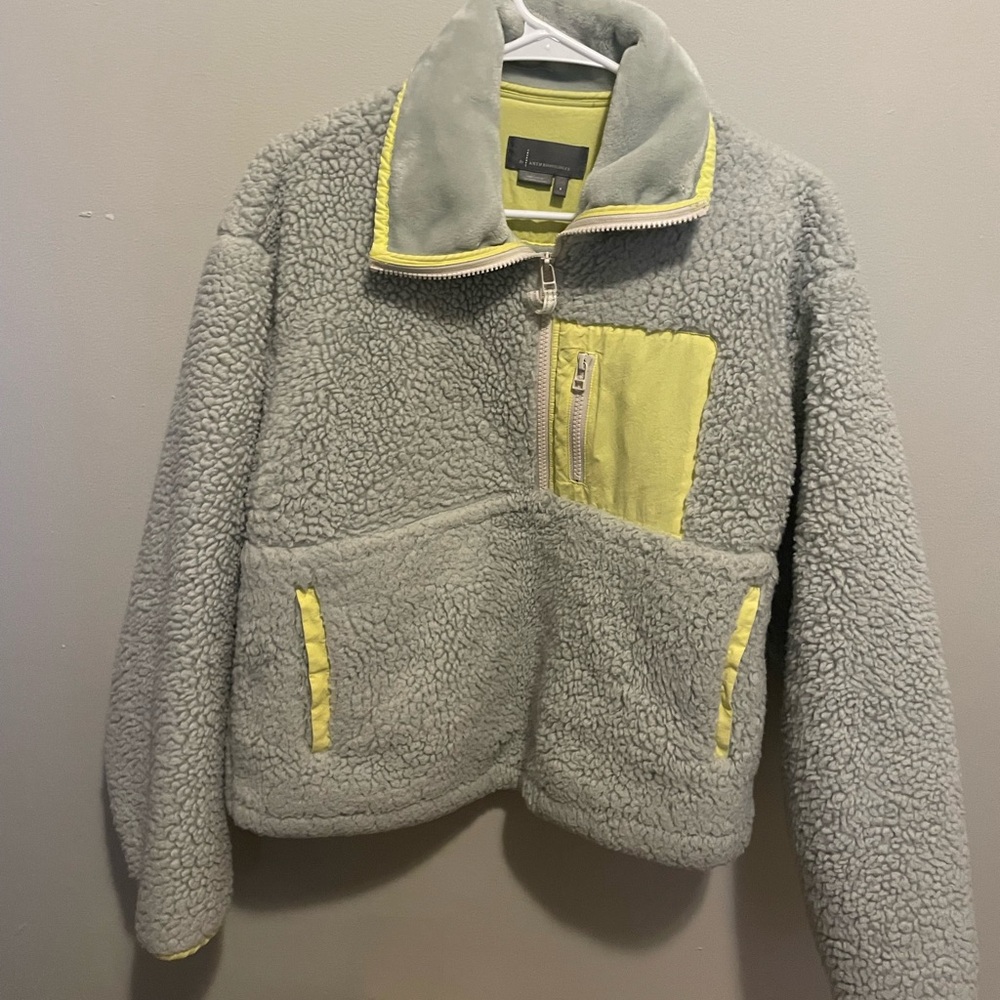 Anthropologie Retro Apres 1/2 Zip Fleece Powder Blue Gray